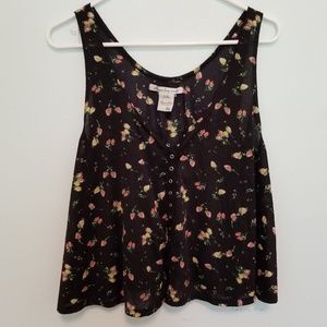 American Rag Black Flowy Fruity Tank Top